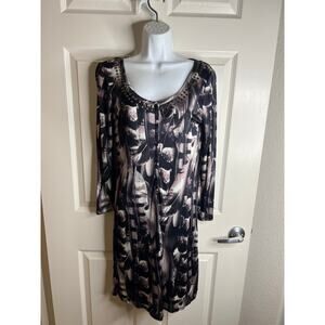 CustoLine Women's Custo Barcelona Feather Print Dress Black/Purple NEW ~ Size 3